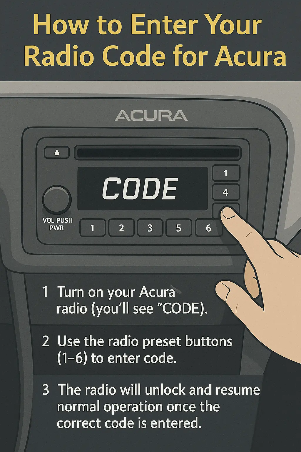 Entering Acura radio code