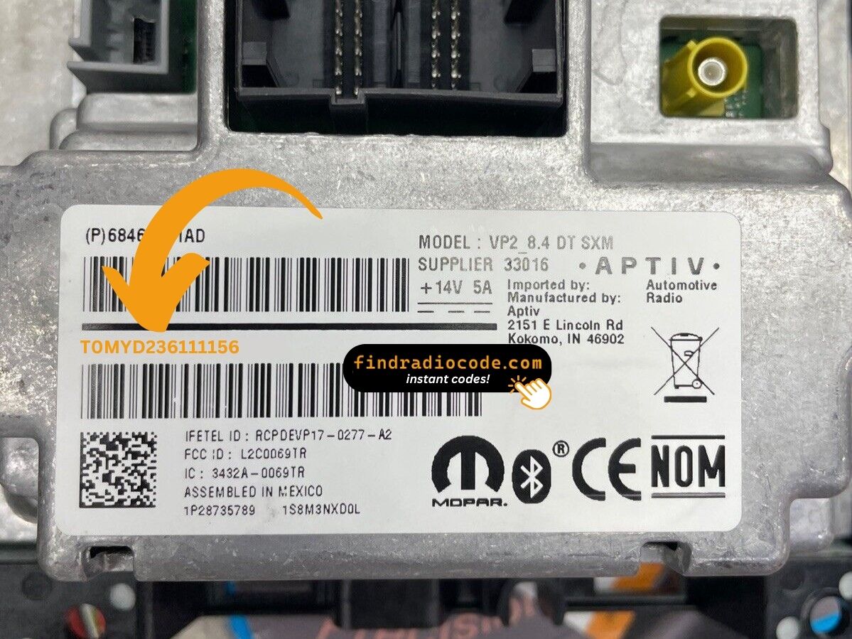 Jeep Uconnect radio serial number location on back label